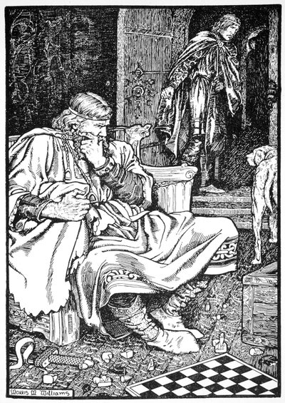 Kanute király és Ulf gróf veszekednek a sakk miatt, Roskilde, Dánia, 1026 1913. alkotó: Morris Meredith Williams