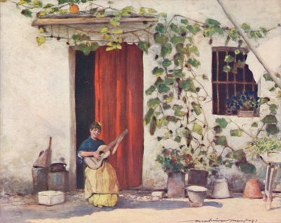Egy udvar, Sevilla, 1903. alkotó: Mortimer L Menpes