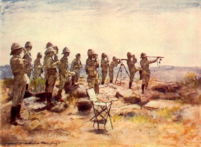 "Lord Roberts és a személyzet az osfonteini csatát nézi", 1900, 1901. alkotó: Mortimer L Menpes