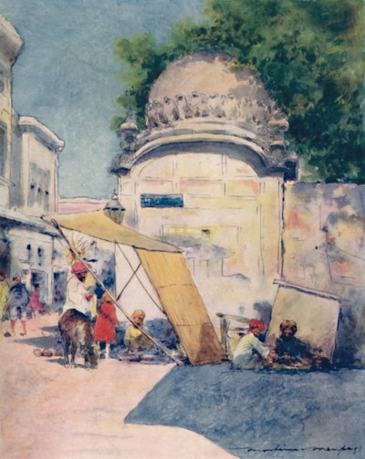 Egy utcasarokban, Amritsar, 1905 alkotó: Mortimer Ludington Menpes