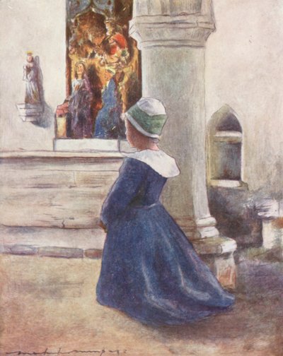 Templomban (színes litográfia) alkotó: Mortimer Ludington Menpes