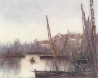 A szardíniaflotta, Concarneau (színes litográfia) alkotó: Mortimer Ludington Menpes