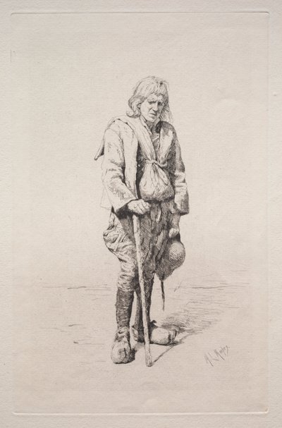 Férfi sétapálcával alkotó: Mortimer Menpes