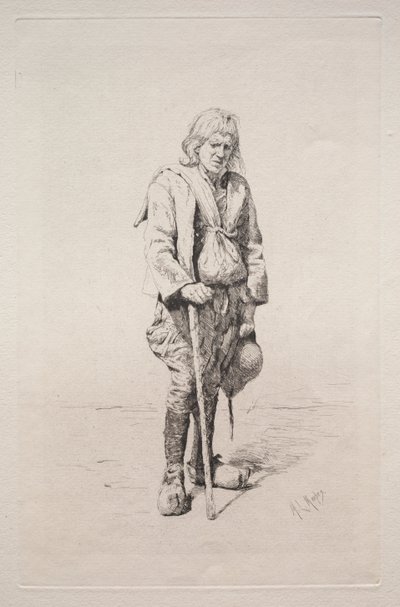 Férfi sétapálcával. alkotó: Mortimer Menpes