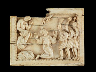 Szent István megkövezése, 1100 körül (elefántcsont és csont) alkotó: Mosan School
