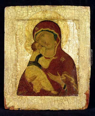 Vlagyimir Szűz ikonja (aranylevél és tempera a panelen) alkotó: Moscow School