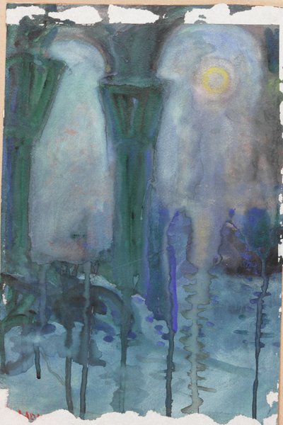 Éjszakai tükörképek, Velence (akvarell papíron) alkotó: Moses J. Adams