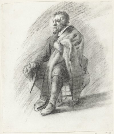 Ülő szakállas férfi köpennyel és kalappal alkotó: Moses Ter Borch
