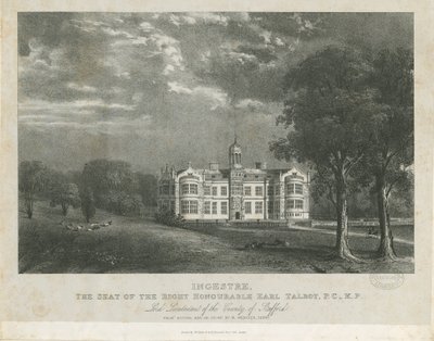 Ingestre Hall: litográfia, nd [c 1840] alkotó: Moses Webster