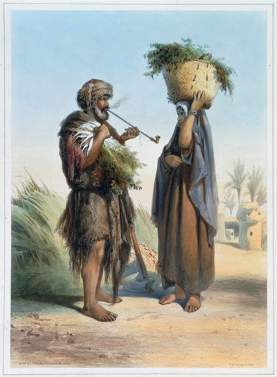 Fellah férfi és nő, 1848 alkotó: Mouilleron