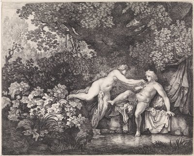 Salamacis en Hermaphroditus alkotó: Moyses van Wtenbrouck