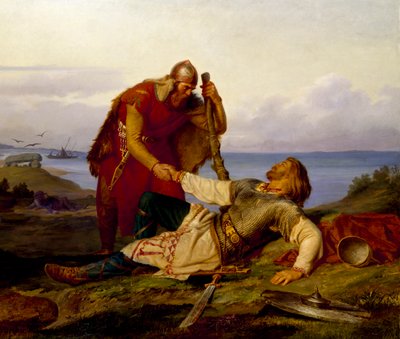 Hjalmar az 1866-os samsøi csata után búcsút vesz Örvar-Oddrtól. alkotó: Mårten Eskil Winge