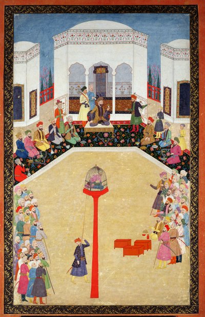 Bayazid török szultán elfogása, Johnson I. album, 2. szám, 9. szám, c1680 (guache az albumlapon) alkotó: Mughal School