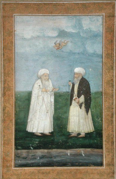 Két muszlim szent ember, a Small Clive Albumból (átlátszatlan akvarell papíron) alkotó: Mughal School