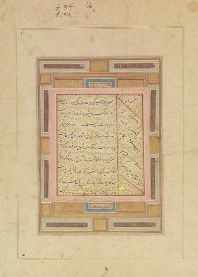 A kalligráfia lapja, 17. század eleje. alkotó: Muhammad Husain Kashmiri