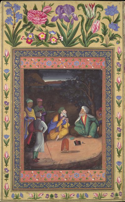 A Nighttime Gathering, Folio a Davis-albumból, 1664-65. alkotó: Muhammad Zaman
