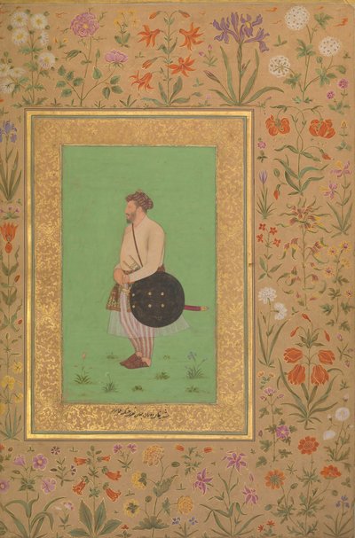 Khan portréja Bahadur Nusrat Jung idején, Folio a Shah Jahan albumból, Verso: Ka. 1640. alkotó: Murad