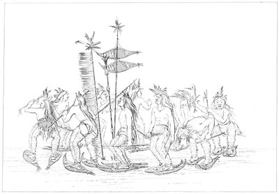 Chippewa hótalpas tánc, 1841. alkotó: Myers and Co