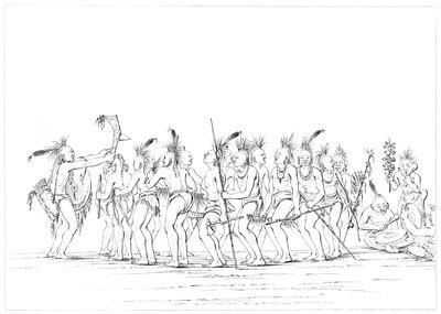Rabszolgatánc, Sac and Fox, Rock Island, Felső-Mississippi, 1841. alkotó: Myers and Co