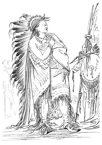 Two Crows, indián hím a minataree törzsből, 1841. alkotó: Myers and Co