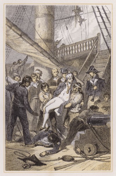 Nelson halála Trafalgarban (színes metszet) alkotó: Myles Birket (after) Foster