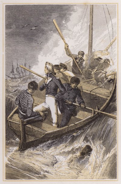 Nelson vihar közben felszállt a hajójára (színes gravírozás) alkotó: Myles Birket (after) Foster