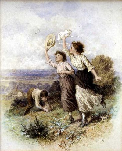 Pillangók fogása (akvarell papíron) alkotó: Myles Birket Foster