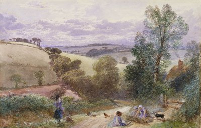 Gallyakat gyűjtő figurák egy úton alkotó: Myles Birket Foster
