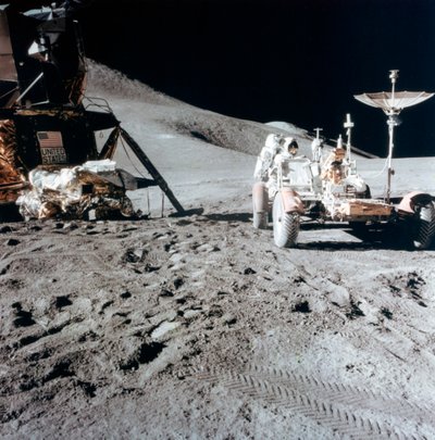 James Irwin 1930-1991 a Lunar Roving Vehicle-vel az Apollo 15, 1971 során. alkotó: NASA Images
