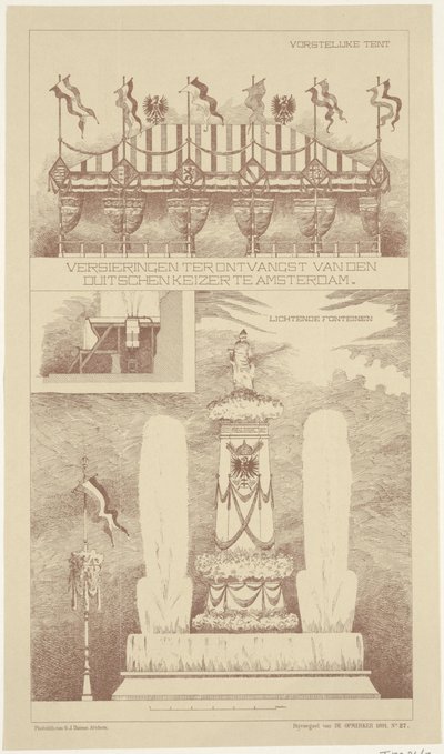 Kitüntetések a német császár amszterdami látogatása során, 1891 Kitüntetések a német császár fogadására Amszterdamban (cím a tárgyon) alkotó: NV Drukkerij G.J. Thieme