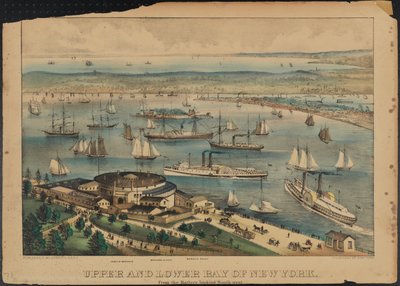 New York-i felső és alsó öböl, 1881 körül alkotó: Nathaniel Currier