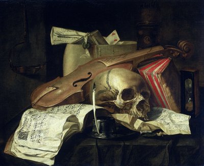 Vanitas csendélet alkotó: N. L. Peschier