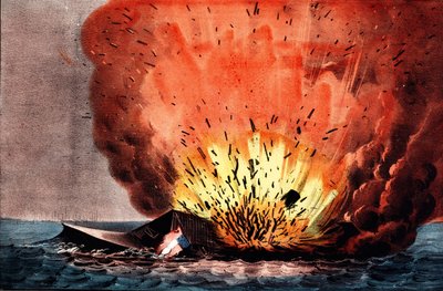 Amerikanischer Bürgerkrieg (1861-1865): Schlacht von Hampton Roads 8.-9. März von N. and Ives J.M. (1824-95) Currier