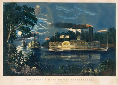 "Rounding a Bend" a Mississippin – Az elválás tisztelgés alkotó: Currier and Ives