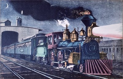 The Night Express, 1860 körül (színes litó) alkotó: Currier and Ives