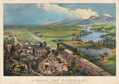 Az egész kontinensen: „Nyugat felé a Birodalom pályája utat tör magának” alkotó: Currier and Ives