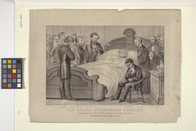 Charles Sumner halála (litográfia) alkotó: N. and Ives J.M. (1824 95) Currier