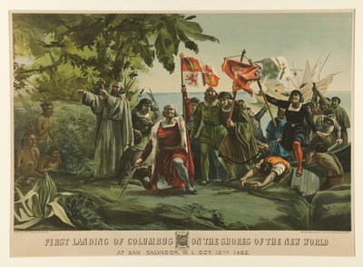 Kolumbusz első partraszállása az Újvilág partján alkotó: Currier and Ives