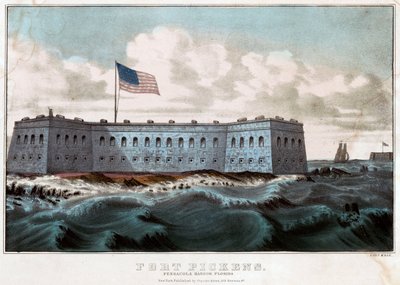 Fort Pickens: Pensacola Harbor, Florida, 1860 körül (színes litográfia) alkotó: Currier and Ives