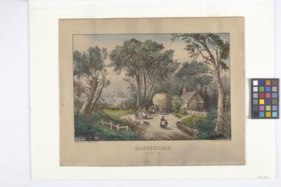 Az utolsó rakomány betakarítása (kézzel színezett litográfia) alkotó: N. and Ives J.M. (1824 95) Currier