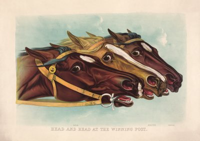 Fej és fej a nyertes posztnál – Currier & Ives alkotó: Currier and Ives