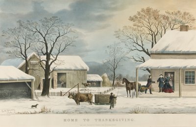 Otthon a hálaadáshoz alkotó: Currier and Ives
