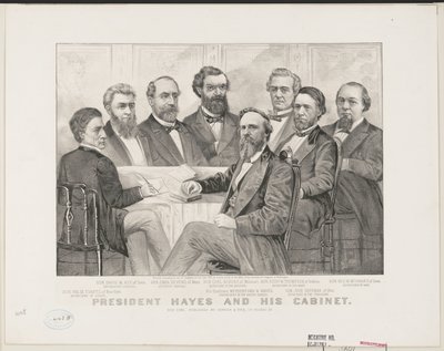 Hayes elnök és kabinetje, 1877 körül (litho) alkotó: Currier and Ives