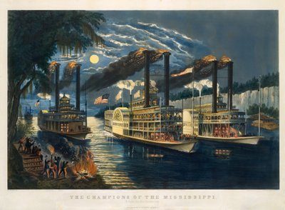The Champions of the Mississippi – "A Race for the Buckhorns" alkotó: Currier and Ives