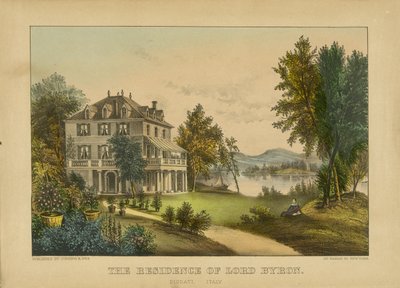 Lord Byron rezidenciája (kézzel színezett litográfia) alkotó: Currier and Ives