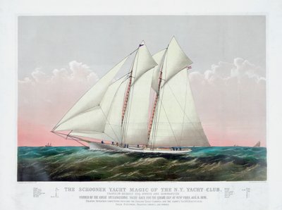 A New York-i Yacht Club Schooner Magic-je, Currier & Ives alkotó: Currier and Ives