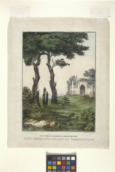 Washington sírja és árnyéka (kézzel színezett litográfia) alkotó: N. and Ives J.M. (1824 95) Currier