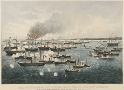 A győztes támadás a Fisher erőd ellen, 1865 (színes litográfia) alkotó: Currier and Ives