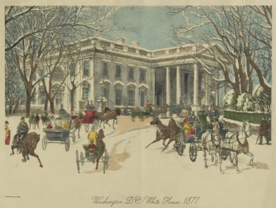 The White House, Washington D.C. 1877 (színes litográfia) alkotó: Currier and Ives
