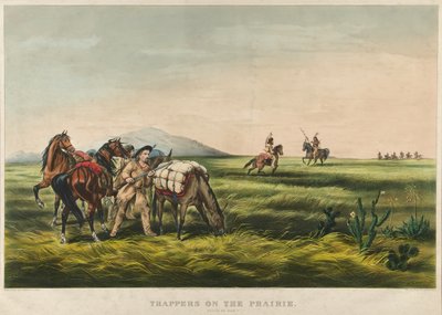 Csapdák a prérin / Béke vagy háború? 1866 (színes litográfia) alkotó: Currier and Ives